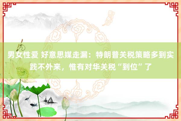 男女性爱 好意思媒走漏：特朗普关税策略多到实践不外来，惟有对华关税“到位”了