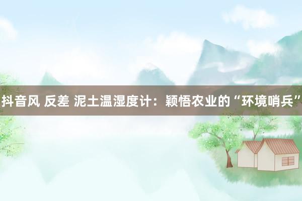 抖音风 反差 泥土温湿度计：颖悟农业的“环境哨兵”