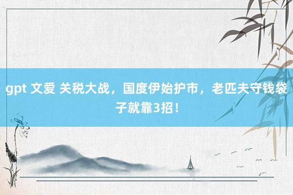 gpt 文爱 关税大战，国度伊始护市，老匹夫守钱袋子就靠3招！